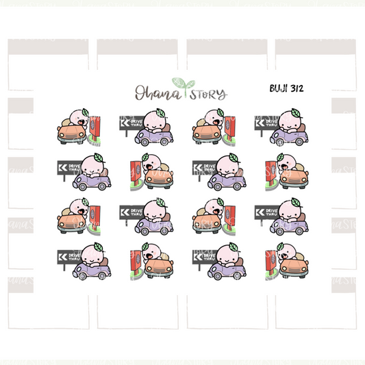 BUJI 312 | Drive Through | Hand Drawn Planner Stickers