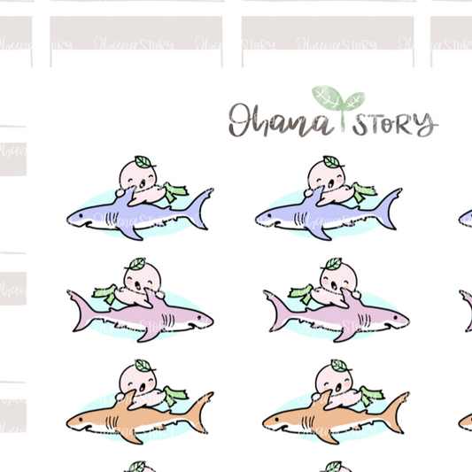 BUJI 314 | Playinig With Sharks Period | Hand Drawn Planner Stickers