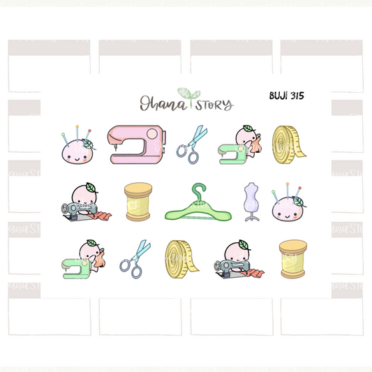 BUJI 315 | Sewing | Hand Drawn Planner Stickers