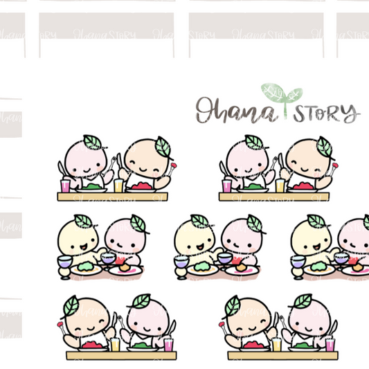 BUJI 320 | Eat With Friend | Hand Drawn Planner Stickers