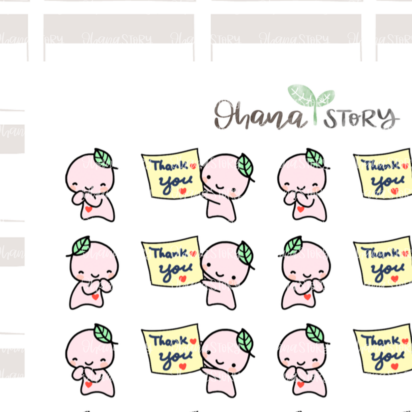 BUJI 331 | Thank You And Grateful | Hand Drawn Planner Stickers