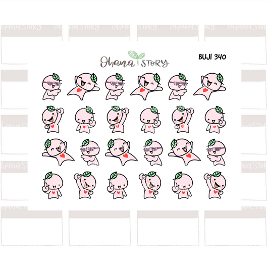 BUJI 340 | Oh Yay Happy | Hand Drawn Planner Stickers