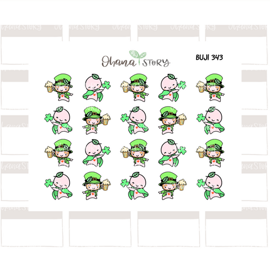 BUJI 343 | St. Patrick's Day | Hand Drawn Planner Stickers
