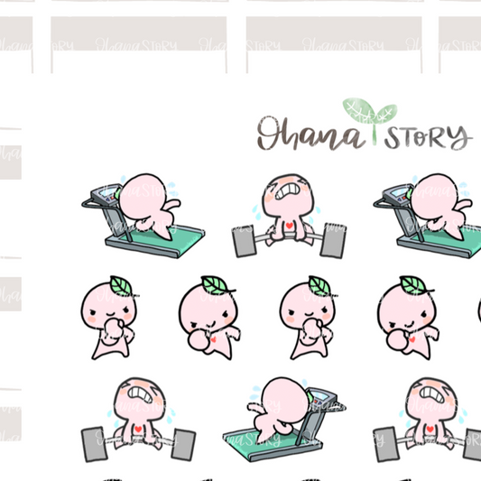 BUJI 350 | Exercise, Get In Shape | Hand Drawn Planner Stickers