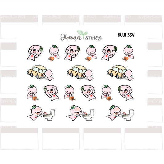 BUJI 354 | Oh No Trouble | Hand Drawn Planner Stickers