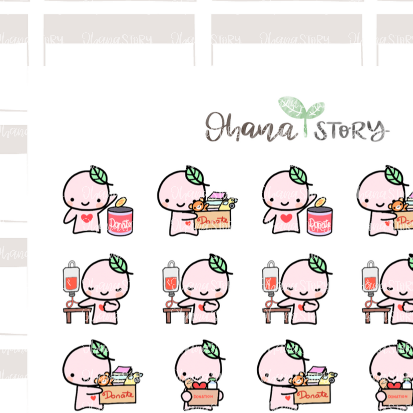 BUJI 356 | Donation and Blood Donation | Hand Drawn Planner Stickers