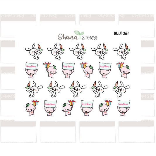 BUJI 361 | Happy News / Happy Day | Hand Drawn Planner Stickers