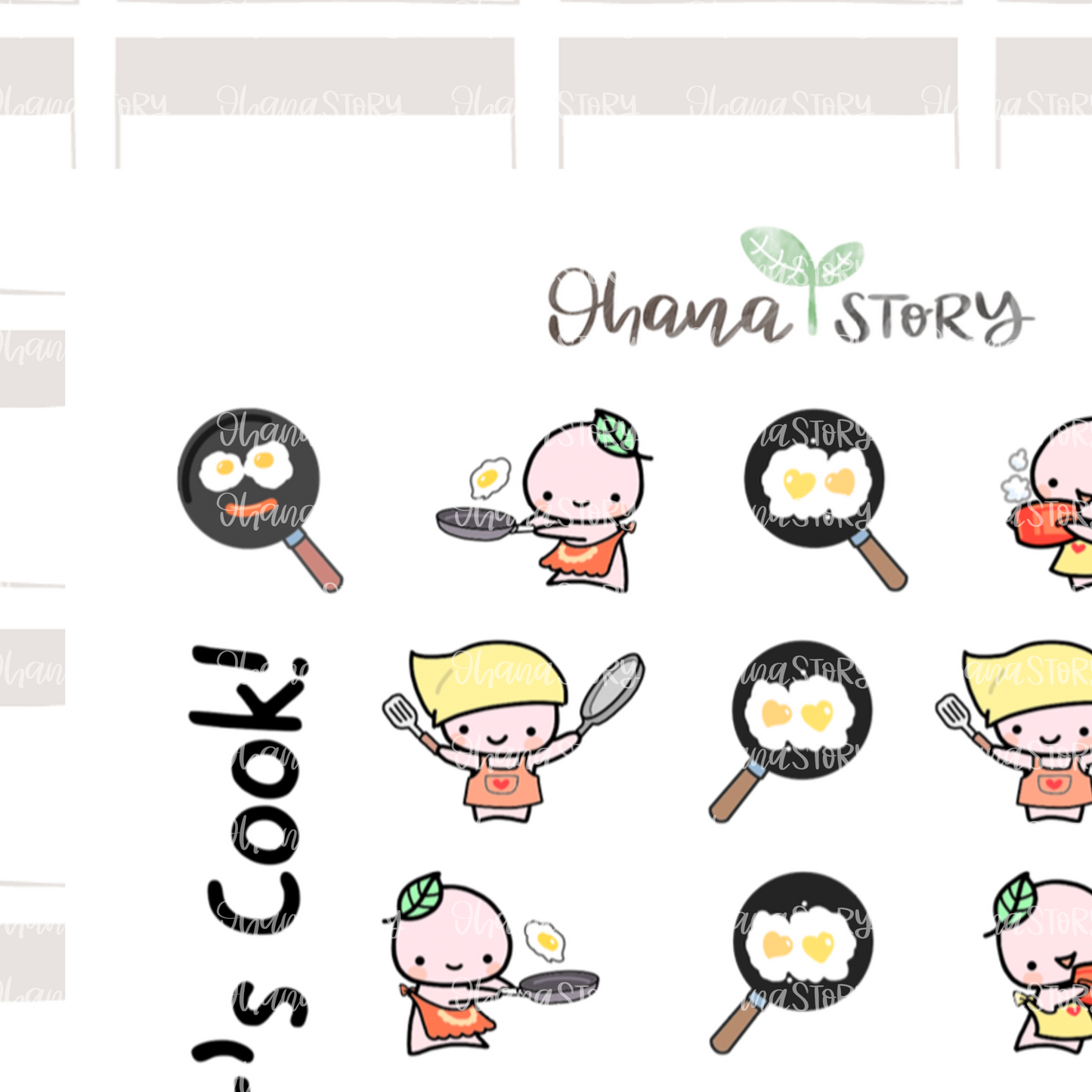BUJI 370 | Let's Cook | Hand Drawn Planner Stickers