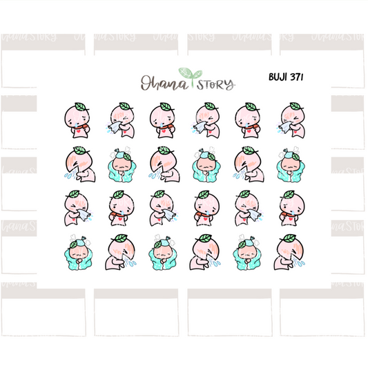 BUJI 371 | Cold Flu Sick | Hand Drawn Planner Stickers