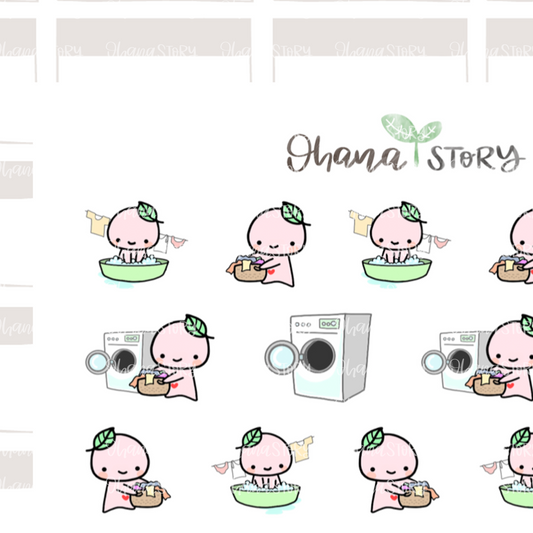 BUJI 390 | Laundry Day | Hand Drawn Planner Stickers