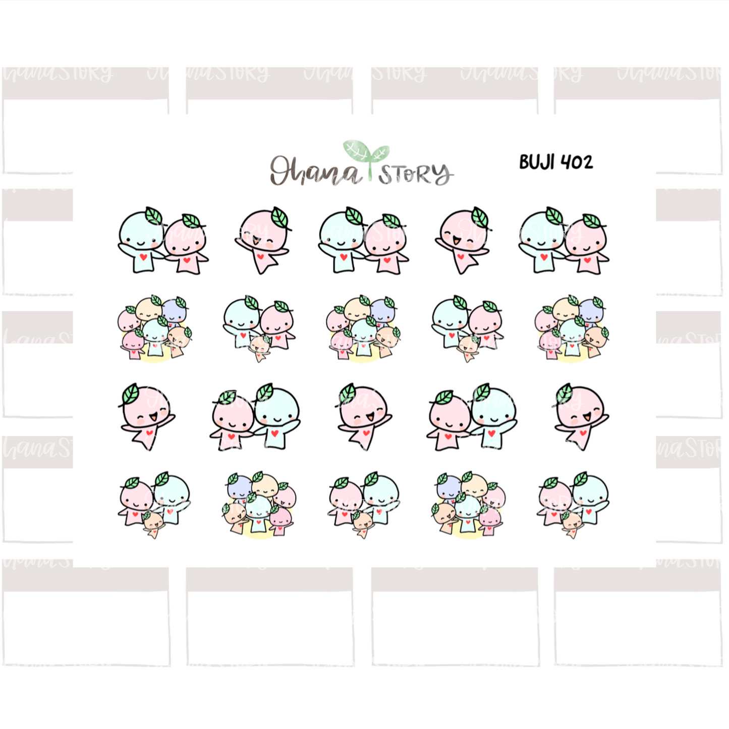 BUJI 402 | Quality Alone / Friends / Family Time | Hand Drawn Planner Stickers