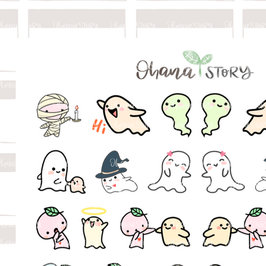 BUJI 410 | Happy Halloween | Hand Drawn Planner Stickers