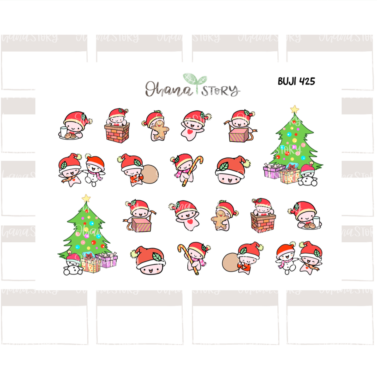 BUJI 425 | Christmas | Hand Drawn Planner Stickers