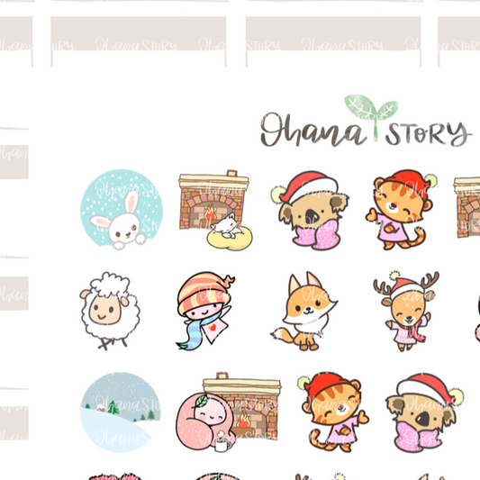 BUJI 428 | Winter Holidays! | Hand Drawn Planner Stickers