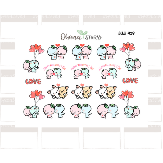 BUJI 429 | Valentines | Hand Drawn Planner Stickers