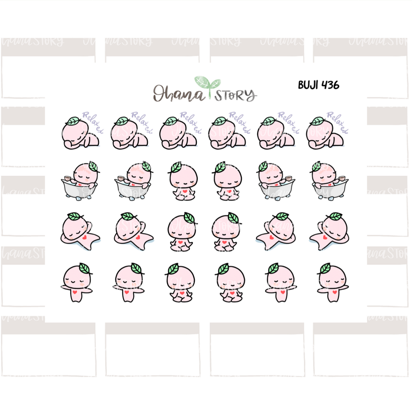 BUJI 436 | Relax At Home | Hand Drawn Planner Stickers