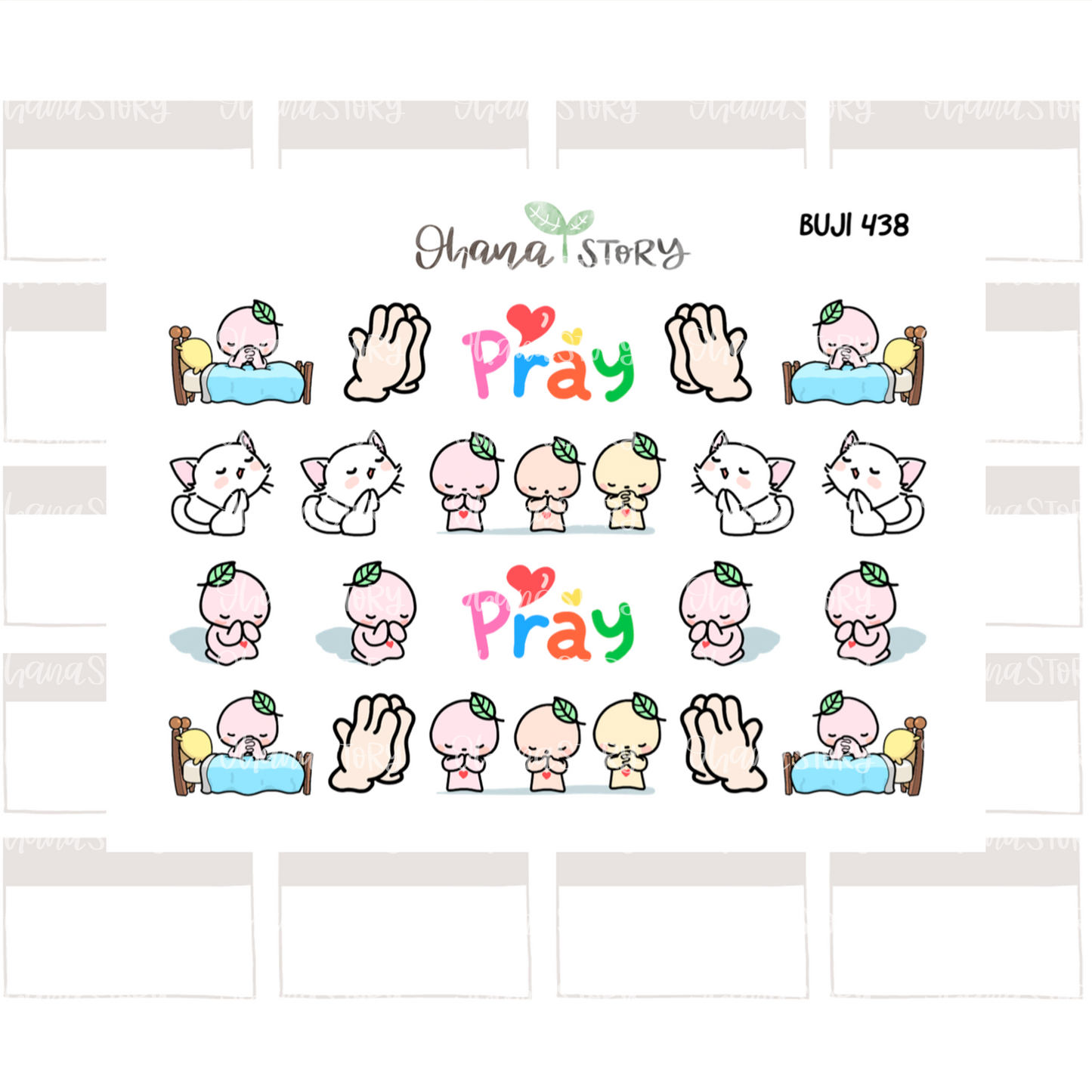 BUJI 438 | Pray For The World | Hand Drawn Planner Stickers