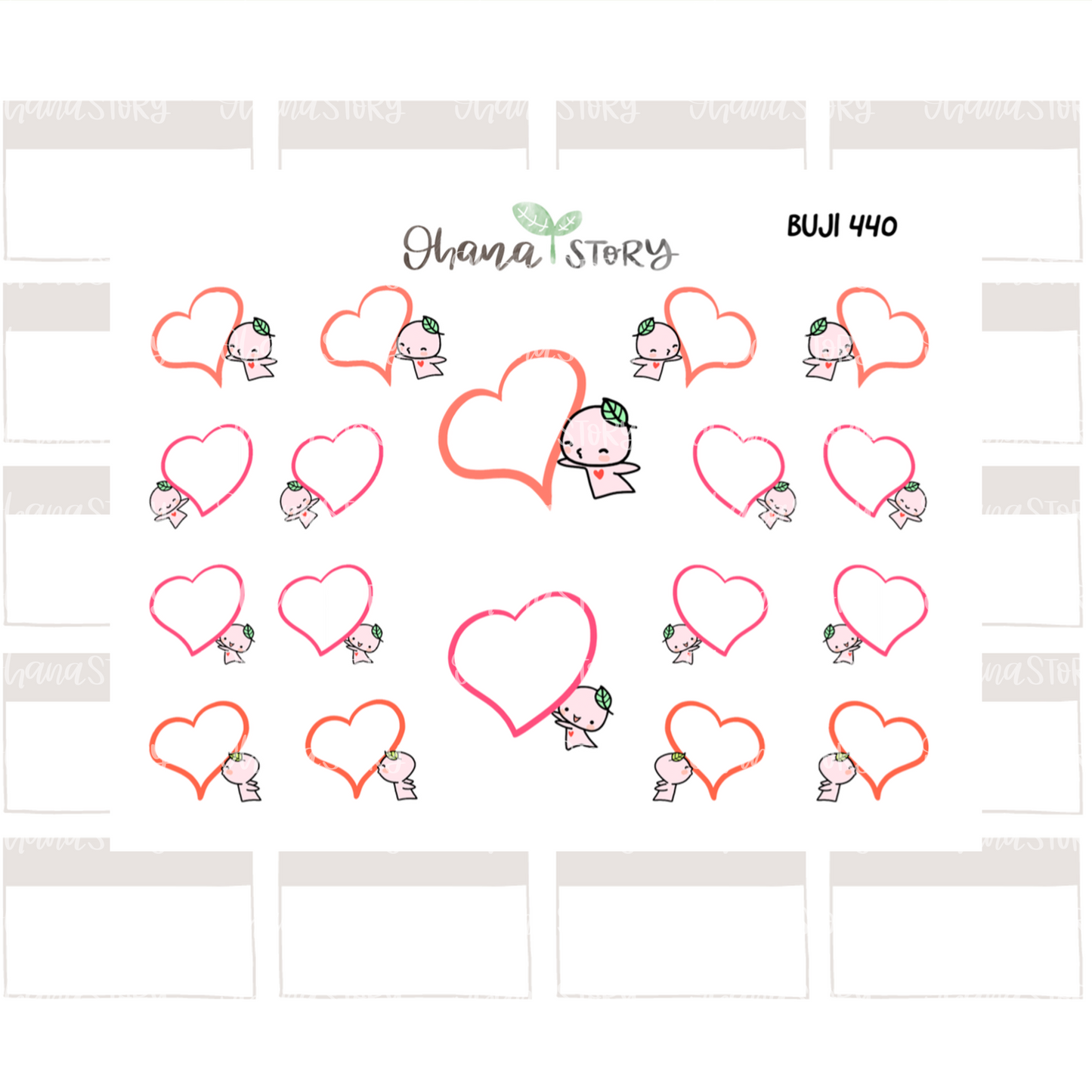 BUJI 440 | Blank Hearts | Hand Drawn Planner Stickers