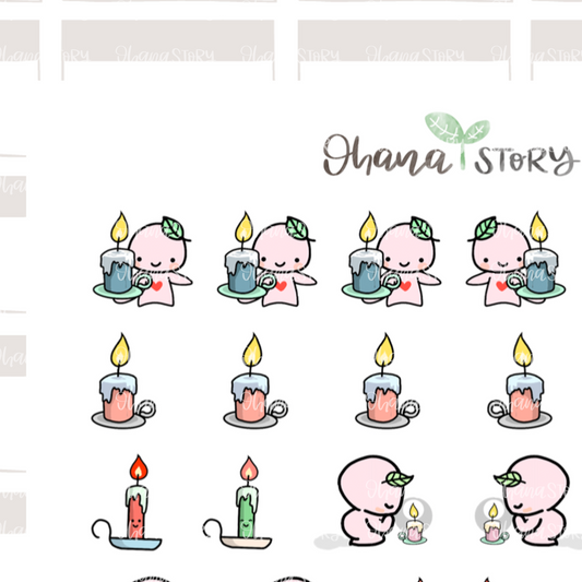 BUJI 441 | Candles | Hand Drawn Planner Stickers
