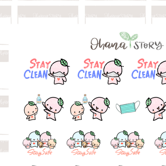 BUJI 447 | Stay Safe | Hand Drawn Planner Stickers