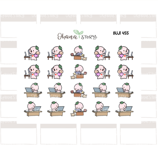 BUJI 455 | Work From Home | Hand Drawn Planner Stickers