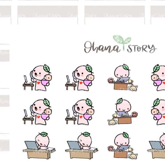BUJI 455 | Work From Home | Hand Drawn Planner Stickers