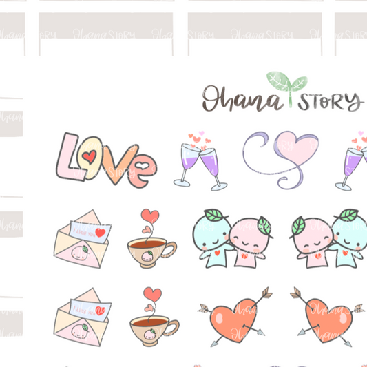 BUJI 463 | Love | Hand Drawn Planner Stickers