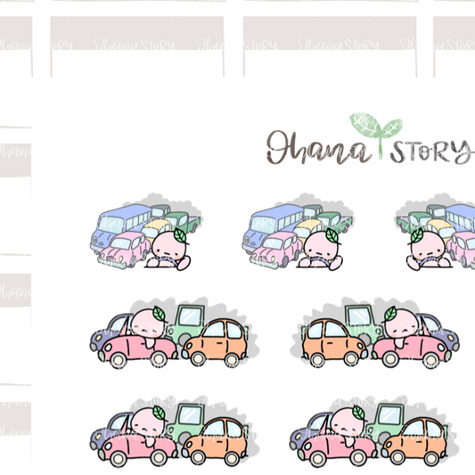 BUJI 467 | Traffic Jam | Hand Drawn Planner Stickers