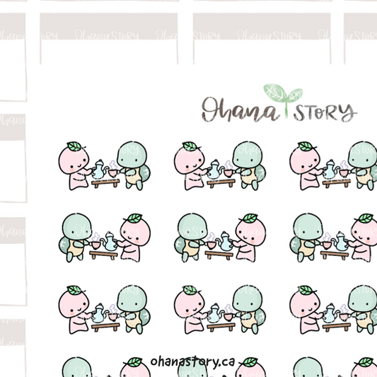 BUJI 480 | Tea Time with Floppy | Hand Drawn Planner Stickers