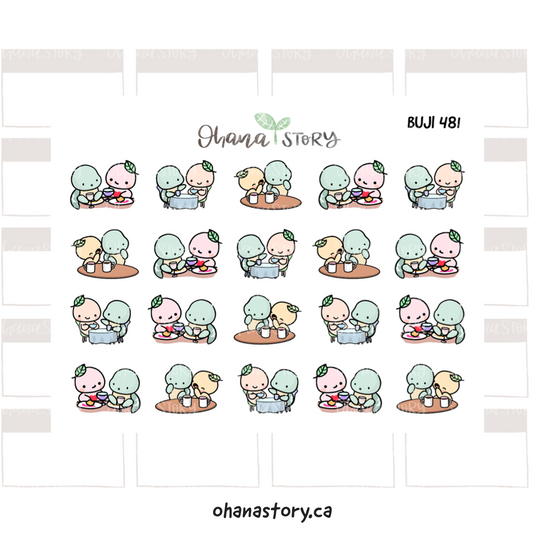 BUJI 481 | Eat and Drink with Floppy | Hand Drawn Planner Stickers