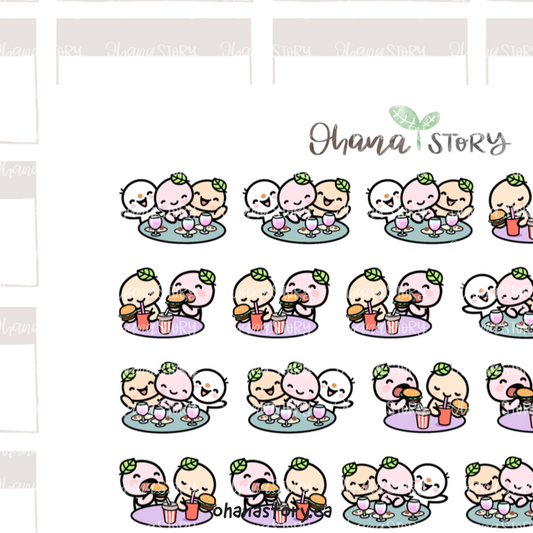 BUJI 488 | Eat with Friends | Hand Drawn Planner Stickers