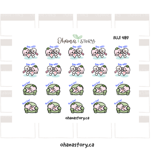 BUJI 489 | Day off/Rest Day | Hand Drawn Planner Stickers