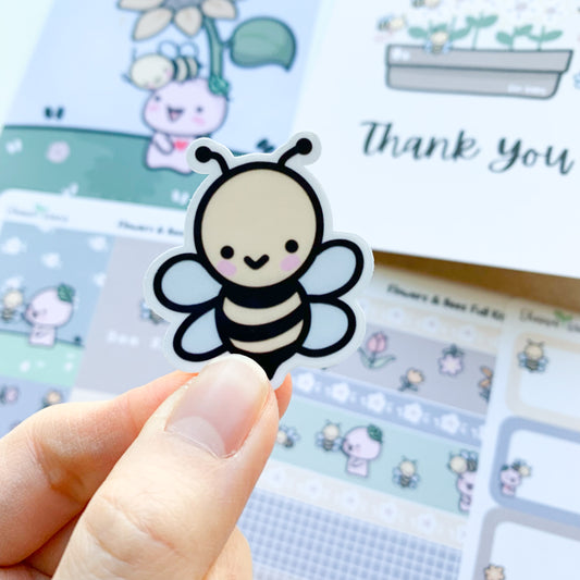 D008 | Cute Bee Vinyl Waterproof Die Cut Sticker | Flower & Bees