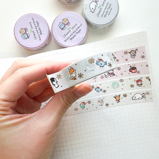 W012 | 15mm Foiled Washi | Winter Animals