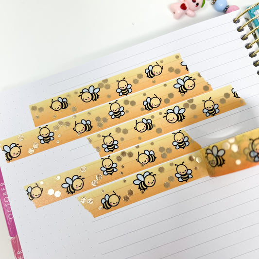 W009 | 15mm Foiled Washi | Buzzing Bees