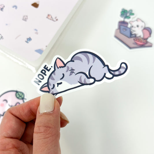 D028 | Kitty Says Nope Vinyl Waterproof Die Cut Sticker | Hug Your Cat