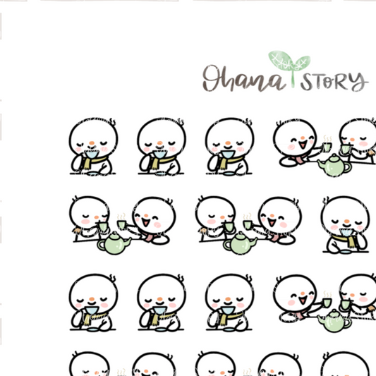 SNOMI 008 | Tea | Hand Drawn Planner Stickers