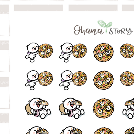SNOMI 010 | Pizza | Hand Drawn Planner Stickers