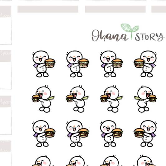 SNOMI 012 | Eat Burger | Hand Drawn Planner Stickers