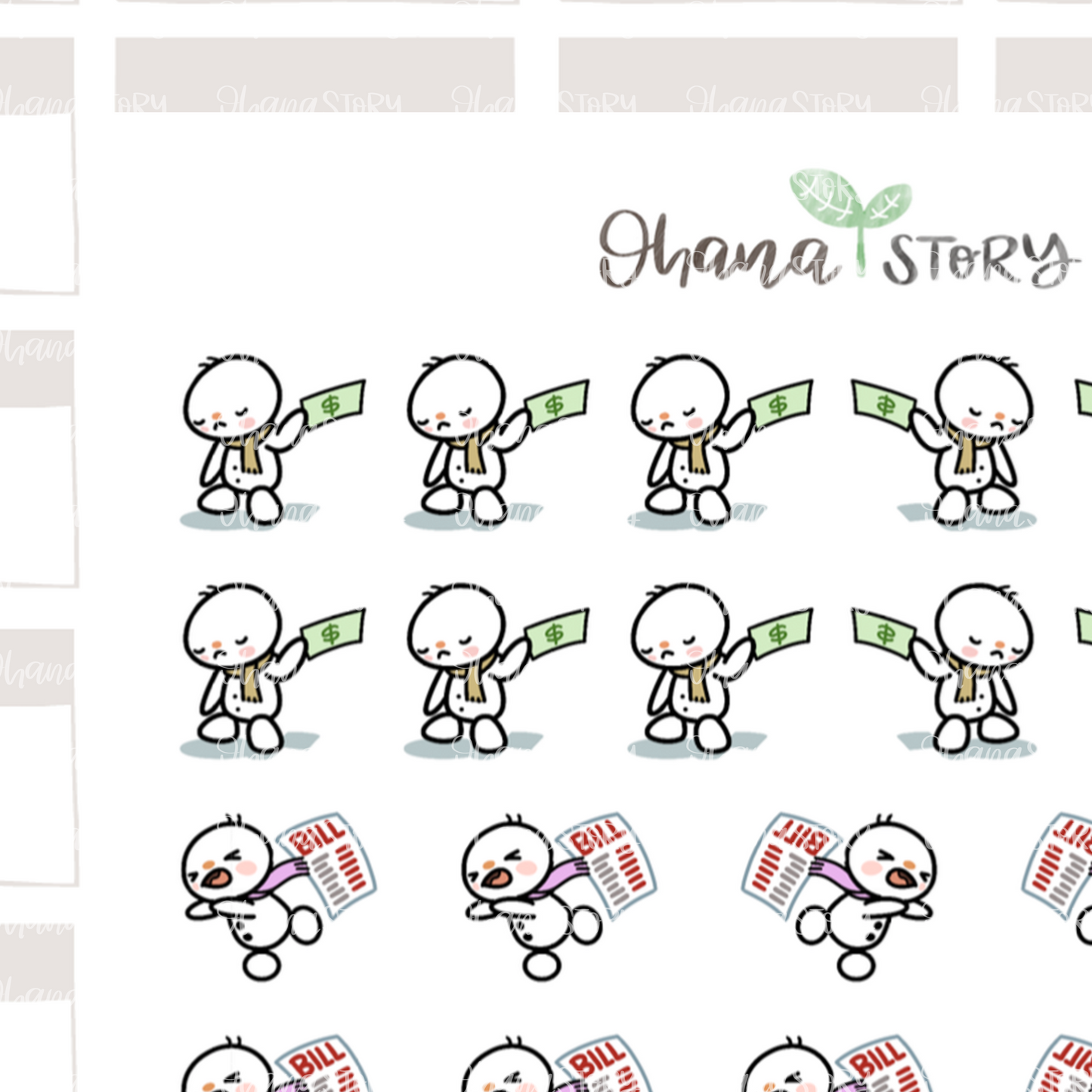 SNOMI 014 | Pay Bills | Hand Drawn Planner Stickers