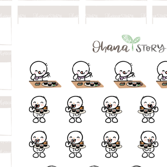 SNOMI 017 | Sushi | Hand Drawn Planner Stickers