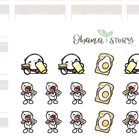 SNOMI 018 | Egg Sandwich | Hand Drawn Planner Stickers
