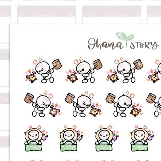 SNOMI 024 | Morning Anger | Hand Drawn Planner Stickers
