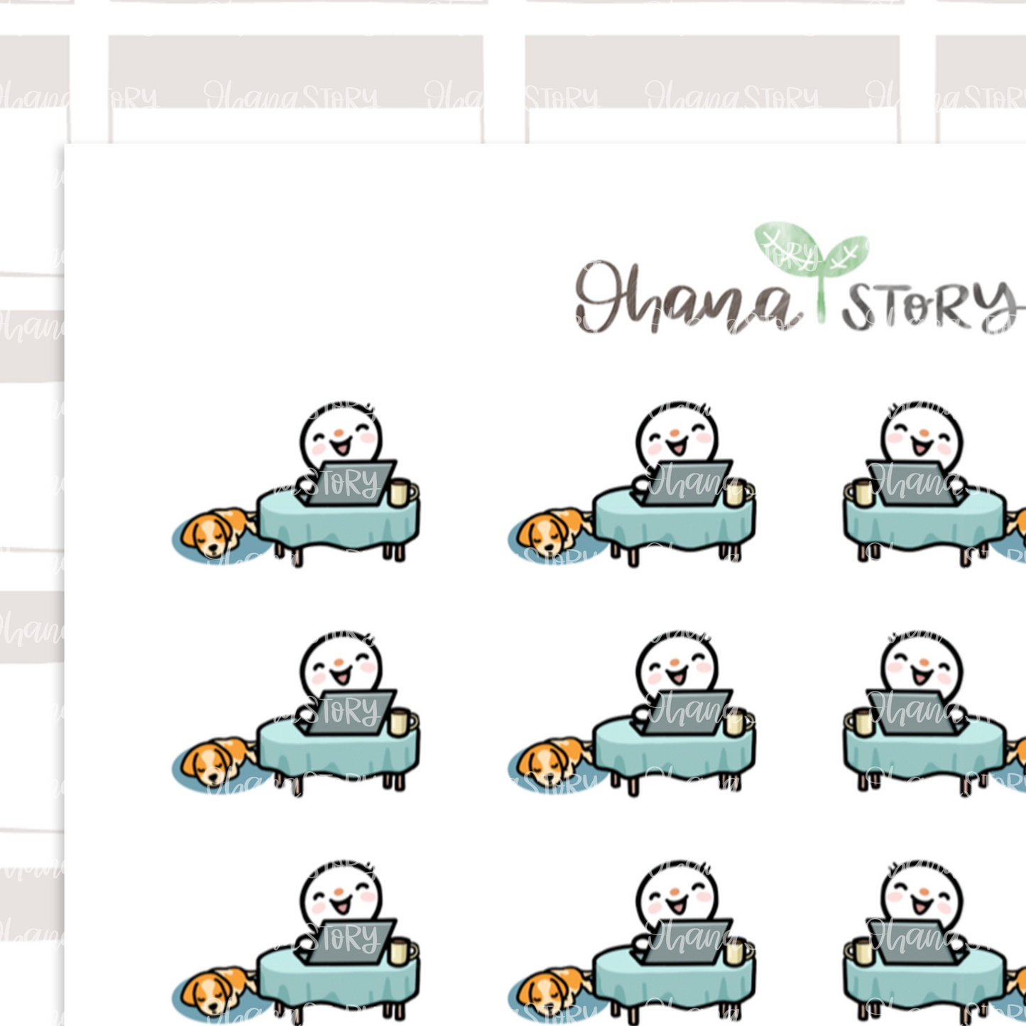 SNOMI 029 | Work from Home with Puppy | Hand Drawn Planner Stickers