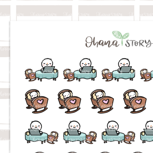 SNOMI 030 | Work from Home with Baby | Hand Drawn Planner Stickers