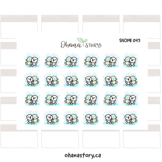 SNOMI 043 | Playing in the Rain with Floppy | Hand Drawn Planner Stickers