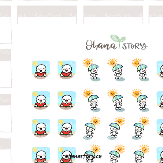 SNOMI 044 | Sunny/Sunshine | Hand Drawn Planner Stickers