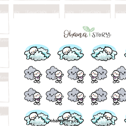 SNOMI 046 | Cloudy | Hand Drawn Planner Stickers