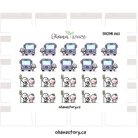 SNOMI 062 | Take Transit/Bus | Hand Drawn Planner Stickers