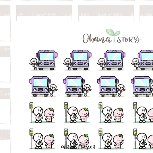 SNOMI 062 | Take Transit/Bus | Hand Drawn Planner Stickers